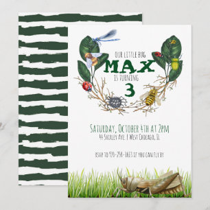 Convite de aniversário com inseto