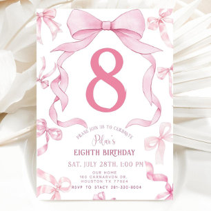Convite de Aniversário com Laço Rosa, Convite de 8