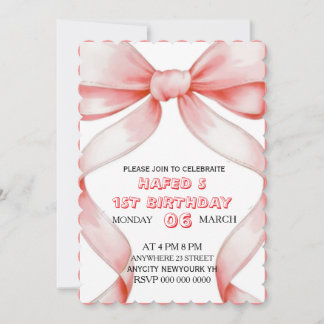 Convite de Aniversário com Laço Rosa, Convite de A