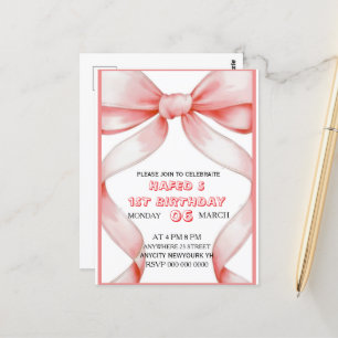 Convite de Aniversário com Laço Rosa, Convite de A