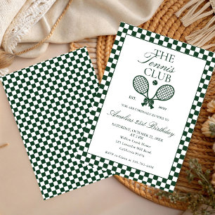 Convite de Aniversário com Laço Verde Retro de Tên