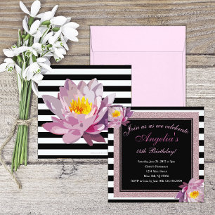 Convite de Aniversário com Listra de Glitter Flora