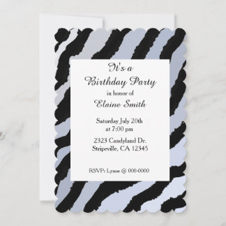 Convite de Aniversário com Listras de Zebra Preto