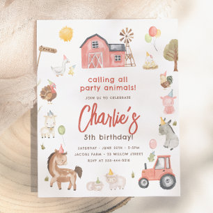 Convite de Aniversário com Orçamento para Animais 