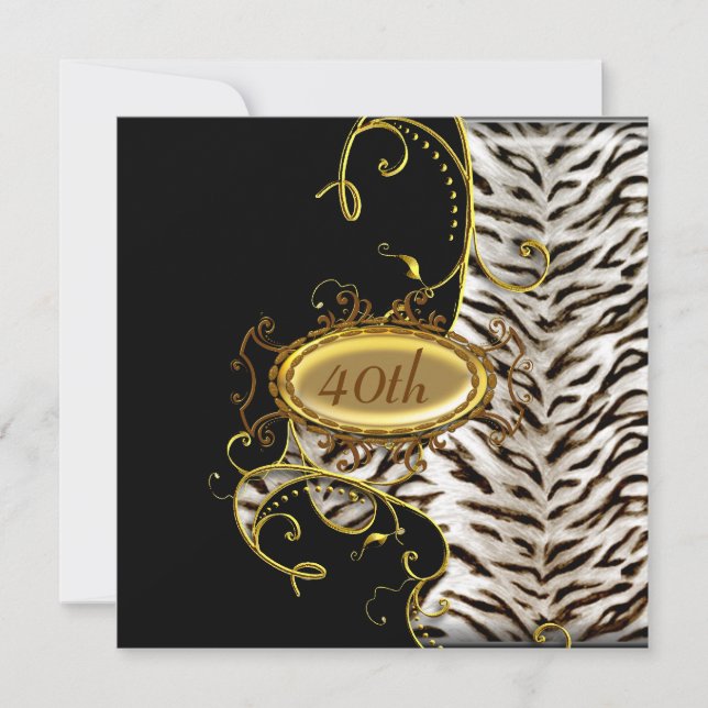 Convite de aniversário com pele de Tigre Branco (Frente)