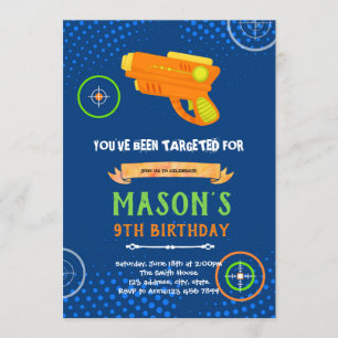 Convite de aniversário com pistola de laser tag