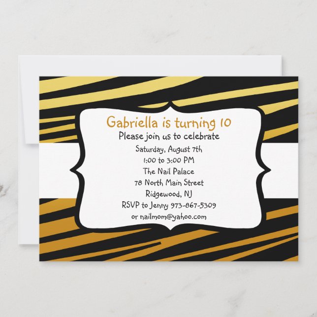 Convite de Aniversário com Riscos de Tigre (Frente)