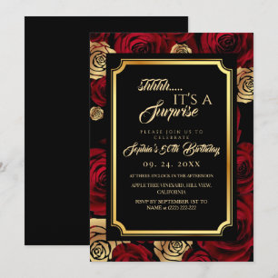 Convite de Aniversário com Rosas Burgundy Pretas