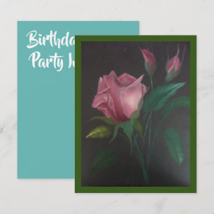 Convite de Aniversário com Rosas Rosas
