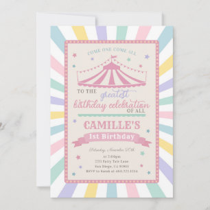Convite de Aniversário com Tema de Circo de Menina