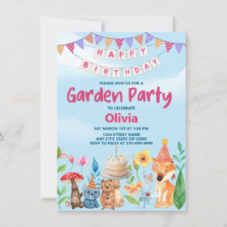Convite de Aniversário com Tema de Jardim