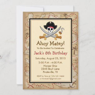 Convite de Aniversário com Tema de Pirata
