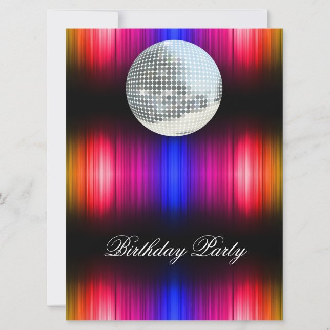 Convite de Aniversário com Tema Disco Retro (Frente)