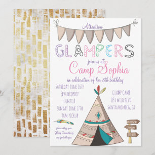 Convite de Aniversário com Tema Glamping