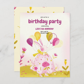 Convite de aniversário com um coelho