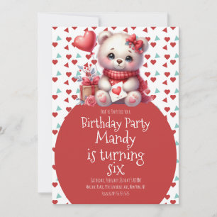 Convite de Aniversário com Urso de Aquarela e Cora
