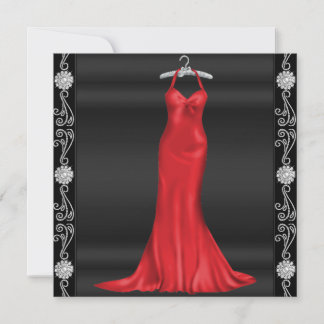 Convite de Aniversário com Vestido Vermelho