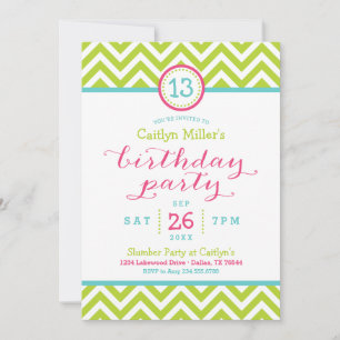 Convite de Aniversário com Zigzag Chevron na Moda