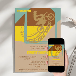 Convite de aniversário comemorando evento de Motoc