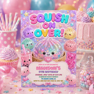 Convite de Aniversário Comida Squishies Brilhante