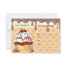 Convite de aniversário Cone para Sorvete de Festa