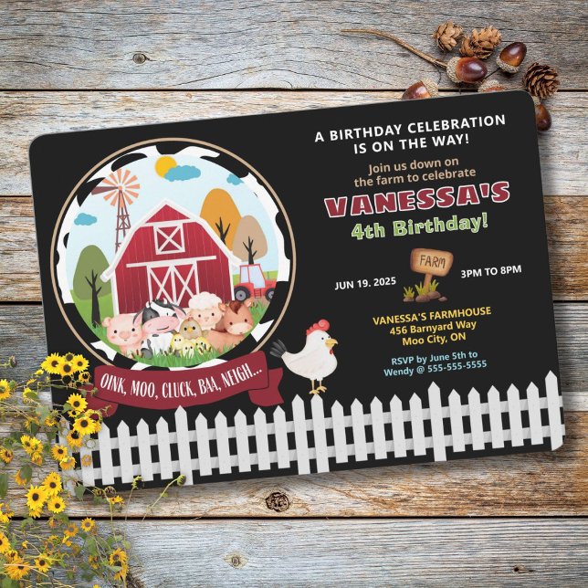 Convite de Aniversário: Confusão no Quintal (Farm theme birthday invitation)