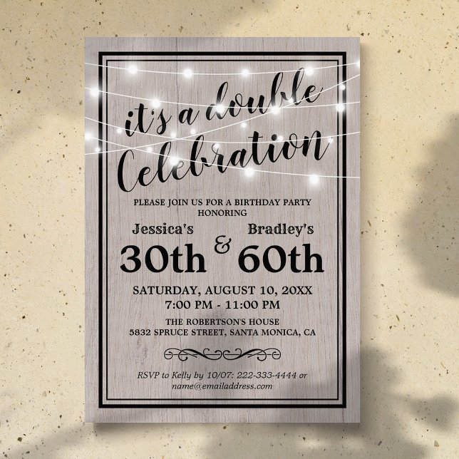 Convite de Aniversário Conjunta Rústico (Criador carregado)