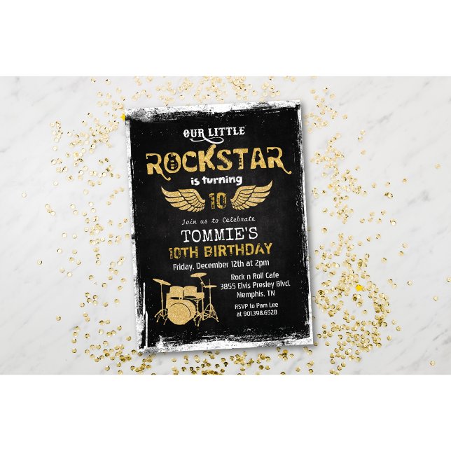 Convite de Aniversário - Conjunto de Bateria Rocks (Criador carregado)