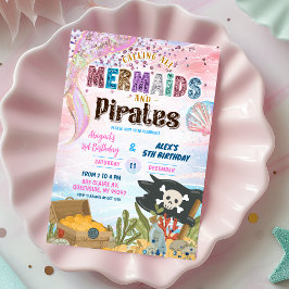 Convite de Aniversário Conjunto de Piratas e Serei