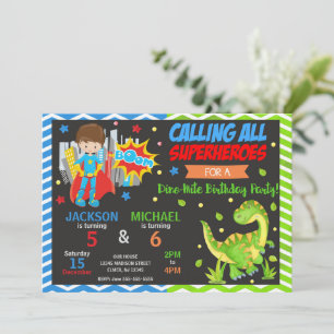 Convite de Aniversário Conjunto de Super-Herói e D