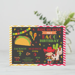 Convite de Aniversário Conjunto de Tacos e Cowgirl