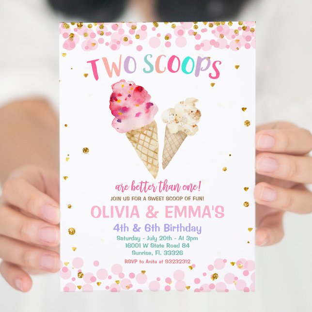 Convite de aniversário conjunto do Sorvete Cone (Criador carregado)