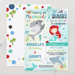Convite de Aniversário Conjunto Irmão Sereia Tubar