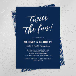 Convite de Aniversário Conjunto Navy Blue Twice th