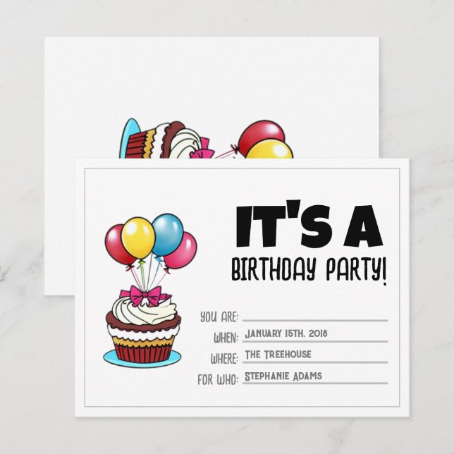 Convite de Aniversário | Convite Personalizável Pe (Frente/Verso)
