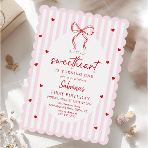 Convite de Aniversário Coquette Bow Little Sweethe