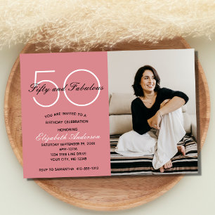 Convite de Aniversário Cor-de-Rosa 50 e Fabuloso