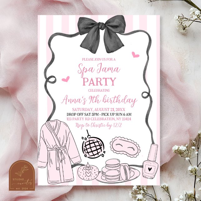 Convite de Aniversário Cor-de-Rosa Desenho à Mão C (Criador carregado)
