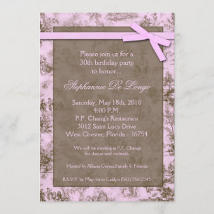 convite de aniversário cor-de-rosa do tecido de