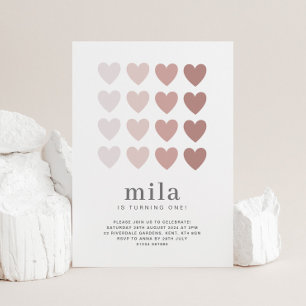 Convite de Aniversário Corações Pink Ombre