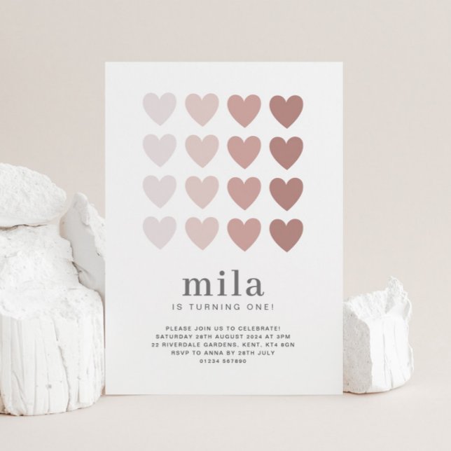 Convite de Aniversário Corações Pink Ombre (Criador carregado)