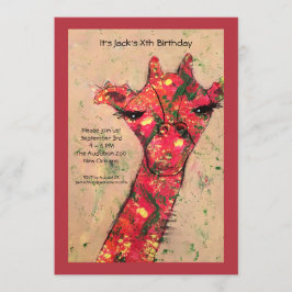 Convite de aniversário corajoso abstrato do girafa