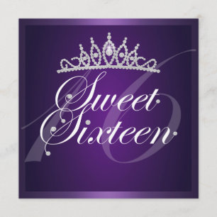 Convite de Aniversário Coroa de Diamante Roxo Eleg