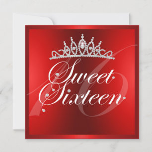 Convite de Aniversário Coroa de Diamante Vermelho