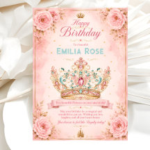 Convite de Aniversário Coroa de Princesa
