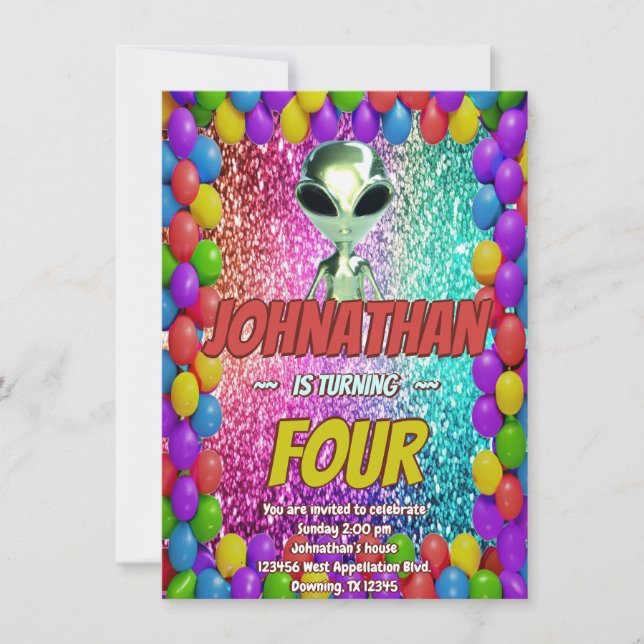 Convite de aniversário cósmico para OVNIs do Espaç (Frente)