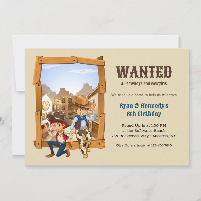 Convite de aniversário Country Cowboys (Frente)