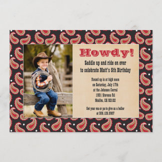 Convite de aniversário Cowboy com Foto