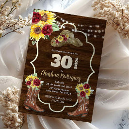 Convite de Aniversário Cowboy Rosas Girassol Ocide