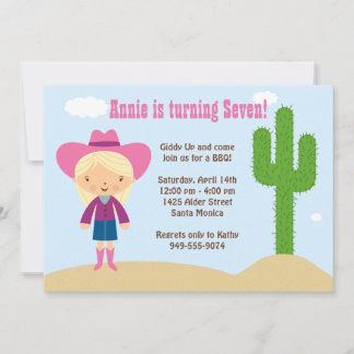 Convite de aniversário Cowgirl